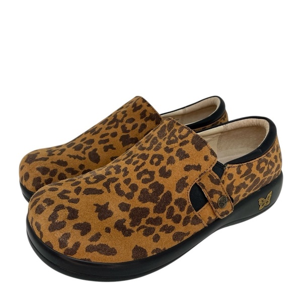 ALEGRIA Shoes Kara Loafer Slip On Comfort Nursing Leopard Print Brown Black - Picture 2 of 13